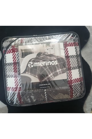 Merinos Comforter Tek Kişilik Yorgan Set Siyah - Beyaz