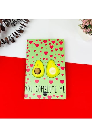 You Complete Me Mottolu Avakadolu Planner Planlayıcı Defter Çok Renkli