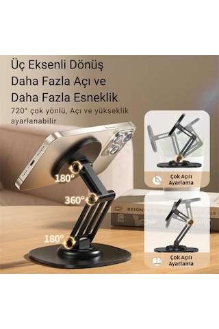 Coofbe Magsafe Uyumlu Metal Ayarlanabilir 360 Döner Masaüstü Telefon Tutucu Telefon Standı Kaymaz