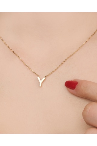 Lekka Design Kadın Kararmaz Çelik Takı Y Harf Kolye
