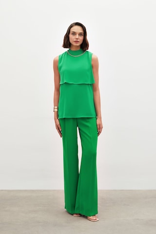 Sateen Aksesuar Detaylı Volanlı Bluz - Yeşil-133172
