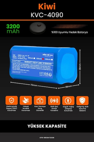 Kiwi Kvc 4090 3200mAh Robot Süpürge Bataryası