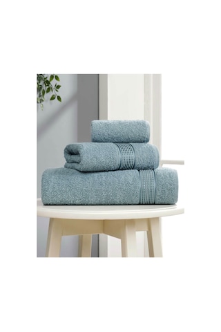 3 Parça Ekonomik Banyo Havlu Seti Pamuklu Ezgi Mint