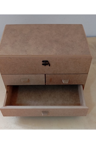 3 Çekmeceli Kapaklı Takı Aksesuar Kutusu