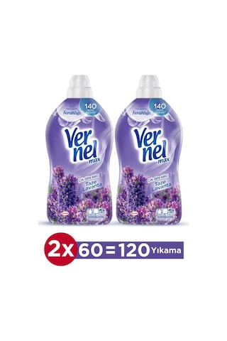 Vernel Max Konsantre Çamaşır Yumuşatıcısı Taze Lavanta 120 Yıkama 2 x 1440 ML