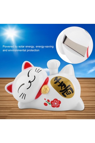 Fosenze Güneş Enerjili Uyku Kedi Figürü - Abs Malzeme, Enerji Tasarruflu, Kolları Sallayarak Servet Ve Şans Getirir - Araba, Ev, Ofis İçin Dekoratif Öğe