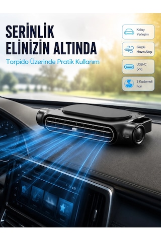 Araç Koltuk Başlığı Soğutucu Fan Usb Şarjlı 3 Kademeli Sessiz Boyun Serinletici