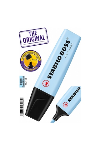 Pastel Esintili Mavi Fosforlu Kalem 1 Adet Orjinal Stabilo Boss 70/112 İşaretleme Kalemi Canlı Renk Pürüzsüz Yazım