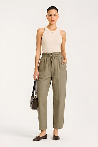 Lili Woman Kadın Premium Cep Kapaklı Gabardin Pantolon Relaxed Fit P.p006 Olive