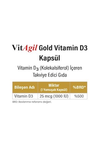Vitagil Gold Vitamin D3 1000 Mg 100 Kapsül