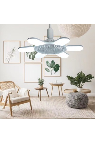 E27 Vidalı Fan Işığı Katlanabilir Tavan Fanı Işığı-beyaz
