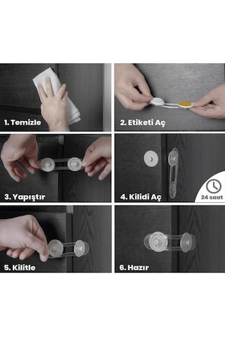Can Yıldız Plastik Bebek Ev Güvenlik Emniyet Seti Mandallı Priz Klozet Kilidi Çok Amaçlı Kilit Şeffaf