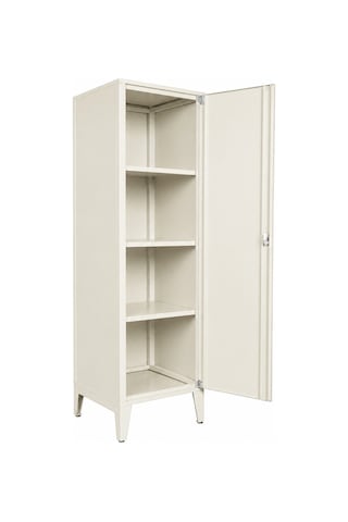 Alfafonet Ziglat Serisi Kilitli Metal Home Office Dolabı Metal Kapaklı Mat Beyaz Ral 9003 450x1500x450 Mm