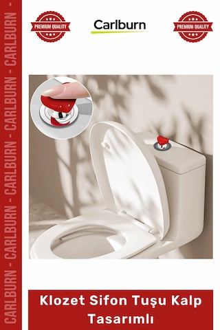 Özel Üretim Banyo Aksesuarı Yapışkanlı Şık Modern Dekoratif Estetik Klozet Sifon Tuşu Kalp Tasarımlı Çok Renkli