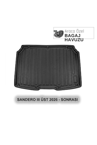 Dacıa Sandero Iıı Üst Kademe 26+ 3d Araca Özel 3d Bagaj Havuzu
