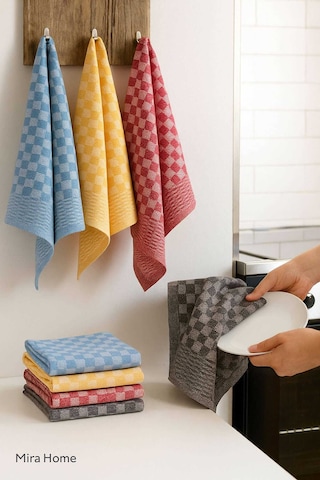 6lı Mutfak Kurulama Bezi 45x65 Cm Pötikare Desen 11