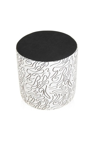 Just Home Sepia Silindir Desenli Puf - Beyaz / Siyah - 42x40x40 Cm Beyaz / Siyah