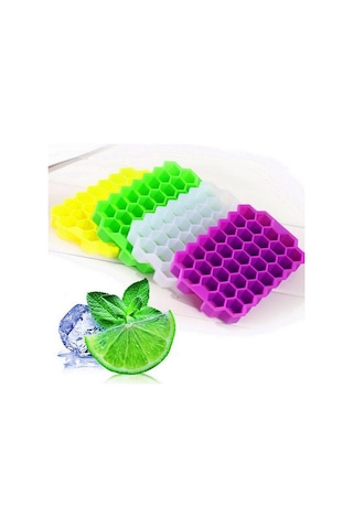 Mor Silikon Tutkallı Kalın 37 Izgara Petek Buz Izgarası Buz Kalıbı Buzdolabı Buz Küpleri Yapmak İçin Buz Kutusunu Çıkarmak Kolay Mor