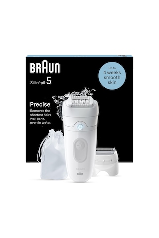Braun Silk-épil 5 Kadınlar İçin Epilatör, Kolay Epilasyon Ve İpeksi Pürüzsüz Bir Cilt İçin Kuru Ve Islak Tıraş Makinesi, Bayan Tıraş Makinesi, Su Geçirmez - Dahil. Tıraş Aparatı Ve Düzeltici Aparatı - 5-041, Beyaz/gri