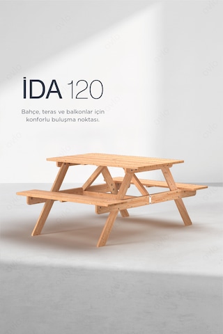 Ahşap Oturma Masası İda 120 4 Kişilik Sade Ve Konforlu Tasarım Teak