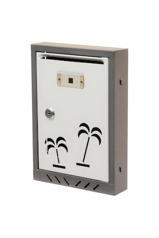 Posta Kutusu Akşan Marka Palmiye Desenli Metal Beyaz-Gri (200118191)