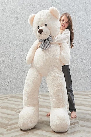 Papyonlu 180-190 Cm Dev Boy Sevimli Peluş Koca Ayı - Sevgiliye Eşe - Arkadaşa Özel Hediye Beyaz