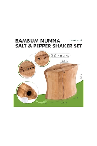 Bambum Nunna Bambu Tuzluk Ve Biberlik Seti, Mutfak Tezgahı Veya Masa İçin Doğal Bambu Ahşap Tuzluk Ve Biberlik Seti, Genel