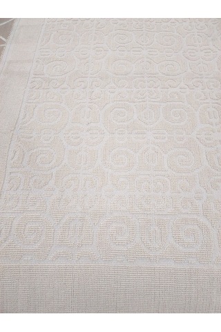 Pamuklu Bukle Lüks Kilim 140x200 -spiral Düz Krem Krem