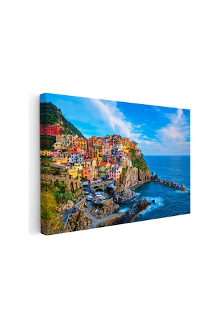 Kanvas Tablo İtalya Cinque Terre Sahil Kasabası Şehir Mimari Tablo Ev Ofis Duvar Dekoru 1