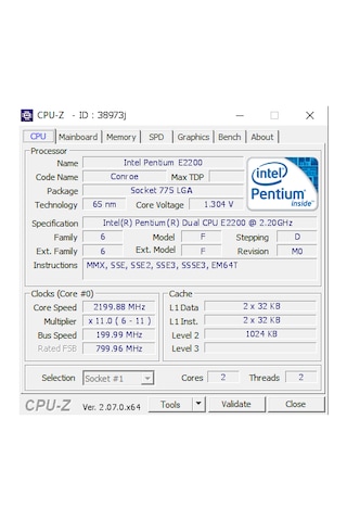 İntel Pentium Processor E2200 2.20 GHz LGA775 1 MB Cache 65 W İşlemci