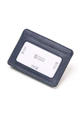 Ancora Leather Hakiki Deri-minimal Tasarım Kartlık-26205-kişiye Özel İsim Baskılı Lacivert