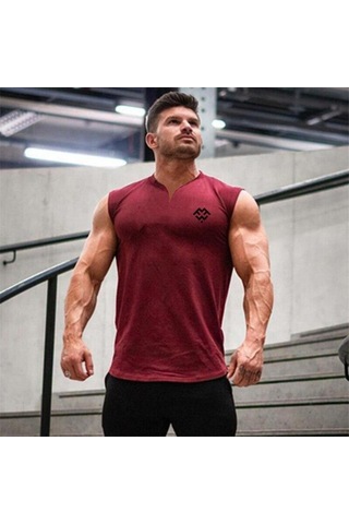 Beyaz Muscleguys Yaz Yeni Avrupa Ve Amerikan Tarzı Baskılı Yelek Pamuklu Erkek Fit Spor V Yaka Kolsuz Tişört