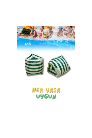 Yeşil Çizgi Desen Her Yaşa Uygun Yürüyen Kolluk, Şişme Deniz Havuz Yüzme Kolluğu, Yüzme Ekipmanları Yeşil