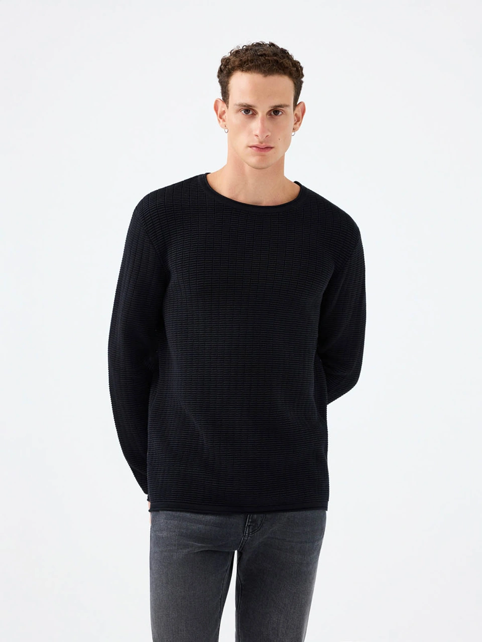 Loft Regular Fit Siyah Erkek Kazak Lf2040999 Siyah