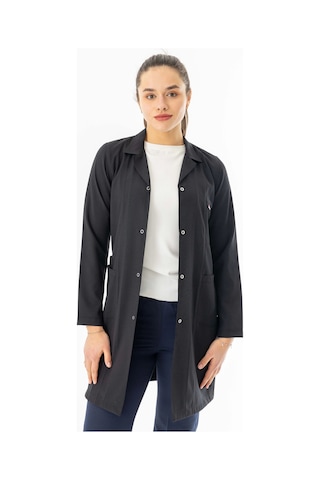 Spor Yaka Uzun Kol Kadın Personel Önlüğü Alpaka Kumaş Siyah Rnk102 Siyah