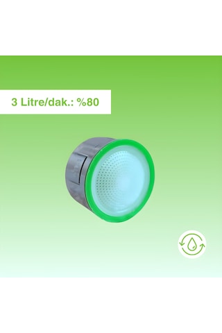 Ayretör Su Tasarruf Aparatı 3 Lü Set/ Musluk Ucu /Su Tasarruf Cihazı Made in Italy Gümüş - Yeşil