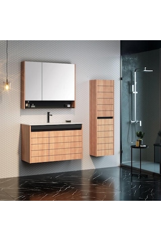 Orka Ricato 80 Cm Mdf Morganakiraz Banyo Dolabı Takımı Boy Dolabı Çok Renkli