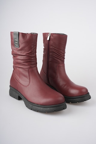 Analin Shoes Kadın Hakiki Deri İçi Kürklü Körüklü Bot Bordo