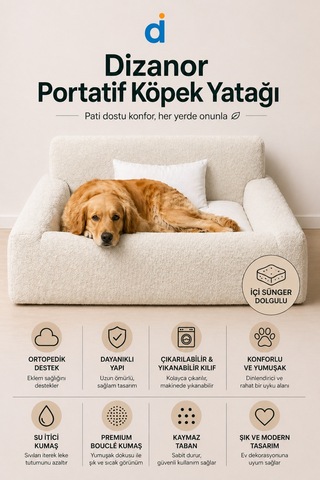 Softnest 3in1 Modüler Köpek Yatağı Ortası Bombeli, Sünger Dolgulu, Anti - Slip Tabanlı Ve Yastıklı Konfor Seti