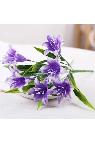 Qingmipy 7 Başlı Plastik Lale Buketi - Su Bitkisi Takma Çiçek - Mor