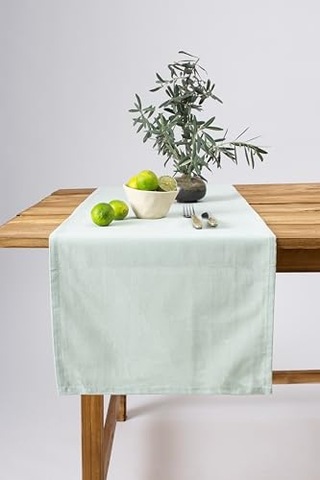 W Wellstil Premium Keten Runner 40 X 150 Cm Adaçayı Abanoz