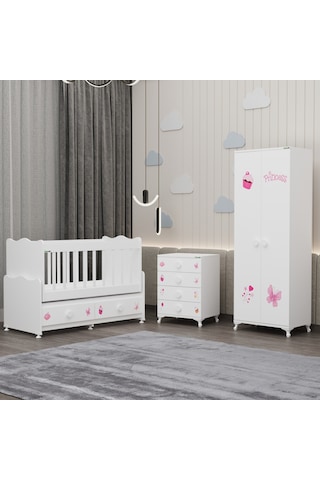 Elegant Yıldız 2 Bebek Odası Takımı - Prenses Beyaz