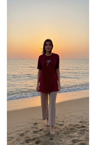 Qmash Kısa Kollu Tişört 4317 Bordo