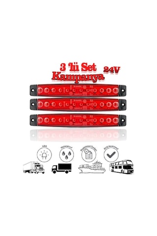 Sanel 12 Ledli 3'lü Set Parmak Led 24v Kırmızı Sbc24r12-3