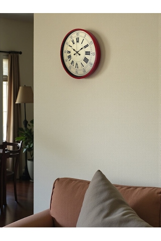 Zentime 36 Cm Kırmızı Dekoratif Duvar Saati çok Renkli