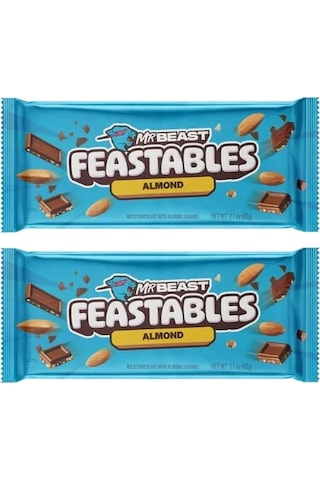 Feastables Mr Beast Almond Badem Parçacıklı Sütlü Çikolata 60 Gr X 2 Adet