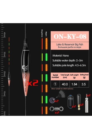Pazly Onlyou 2 Adet Nano Akıllı Balıkçılık Şamandıra Bite Alarm Led Işık Otomatik Renk Değişim Balık Yemi Şamandıra