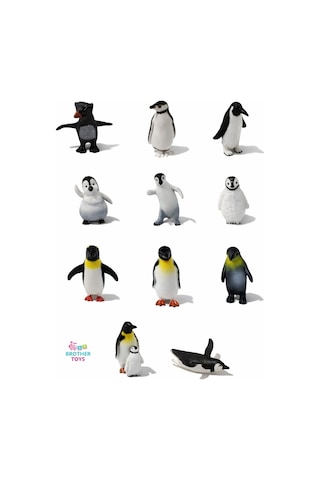 12'li Kaliteli Mini Et Dolgulu Penguen Figür Oyuncaklar 5 Cm.