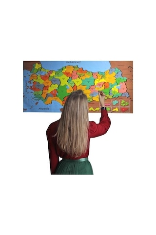 Evyora Renkli Türkiye Haritası Manyetik Yapıştırıcı Gerektirmeyen Duvar Stickerı 118 Cm 56 Cm