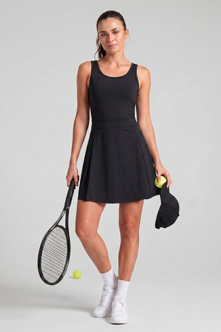 TOMMYLIFE Siyah İçi Taytlı Kadın Tenis Elbise - 97320